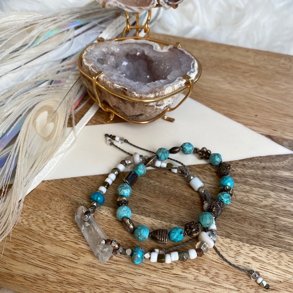 turquoise + quartz bracelet bundle - Picture 2 of 2